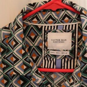Cactus Man button down shirt - geometric print - men’s large